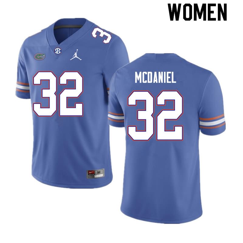 NCAA Florida Gators Mordecai McDaniel Women's #32 Nike Royal Stitched Authentic College Football Jersey MVW1564QC